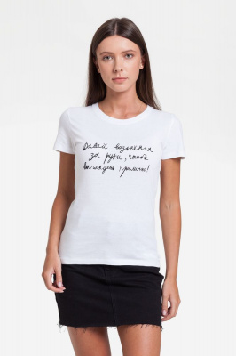 Футболка женская «Давай возьмемся за руки», белая, размер M