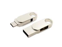 USB 2.0- флешка Uranium на 128 Гб с поворотным механизмом и дополнительным разъемом Type-C