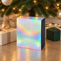 Подарочная коробка с голографическим шубером с печатью  Aurora, XL вертикальный