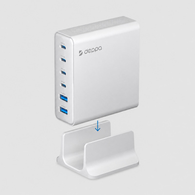 Зарядная станция 4xUSB Type-C, 2xUSB, PD, QC, 160Вт, белый, Deppa
