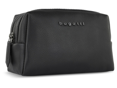 Косметичка BUGATTI БЕЛЛА | BELLA, чёрная, воловья кожа/полиэстер, 19х8,5х11 см