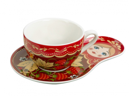 Набор Моя Россия: чайно-кофейная пара Матрешка и книга Россия на русском. языке