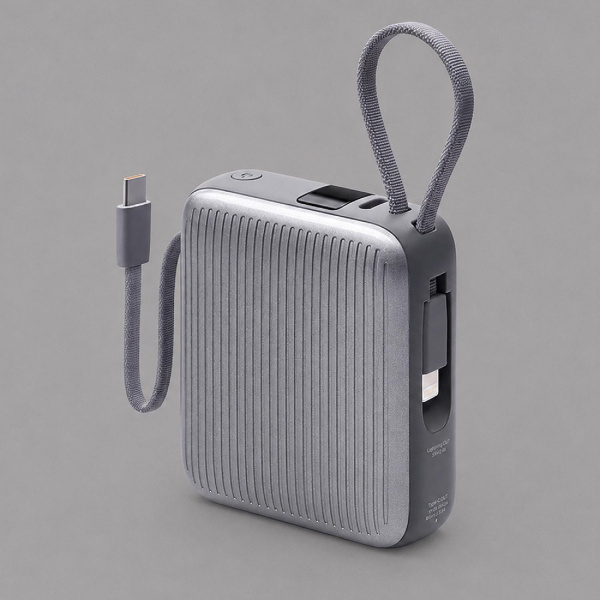 Внешний АКБ NRG Turbo Cable 10000 mAh, 22,5Вт, графит, Deppa