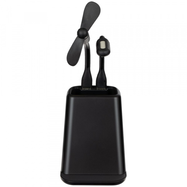 Настольный органайзер с зарядкой, лампой, вентилятором и подсветкой логотипа powerTower