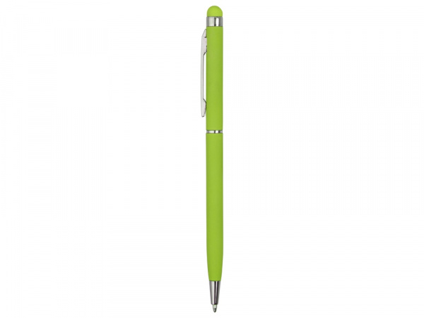 Ручка-стилус шариковая Jucy Soft с покрытием soft touch, зеленое яблоко (Р)