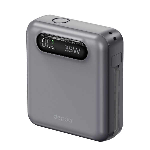 Внешний АКБ NRG Turbo Cable 10000 mAh, 35Вт, графит, Deppa