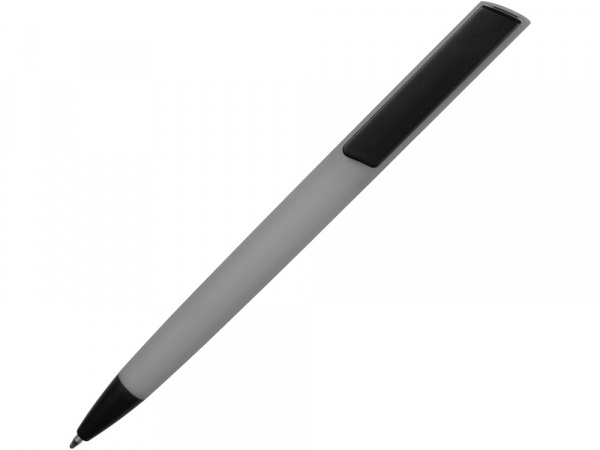 Ручка пластиковая soft-touch шариковая Taper, серый/черный