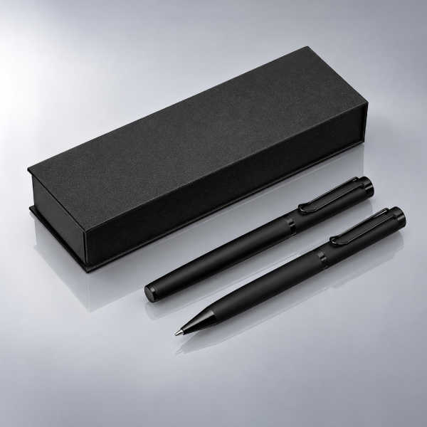 Подарочный набор из 2-х ручек Black Lama soft-touch, черный