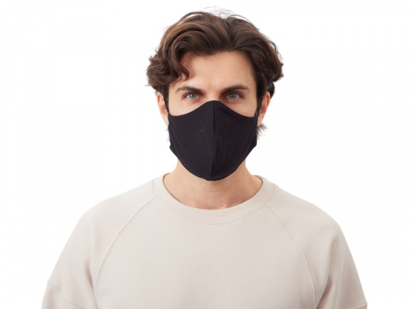 Маска для лица многоразовая с фиксаторами, черная