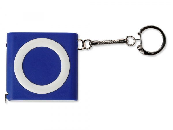 Брелок-рулетка с фонариком. 1 м., синий/белый