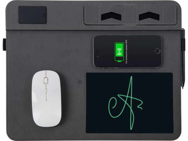Многофункциональный коврик для мыши Multi Pad с беспроводной зарядкой и LCD экраном, 10 Вт, черный