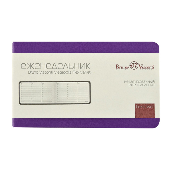 Еженедельник недатированный А6 Мегаполис Вельвет, зефирный фиолетовый