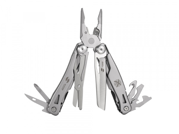 Мультитул Stinger, 106 мм, 15 функций, сталь, серебристый, в комплекте нейлоновый чехол
