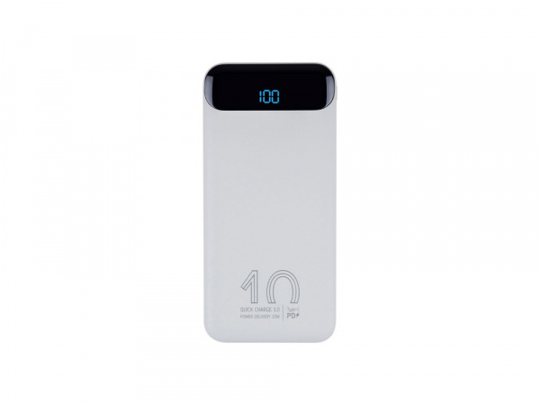RIVACASE VA2540 (10 000mAh), QC/PD 20W внешний аккумулятор с дисплеем, белый 12/48
