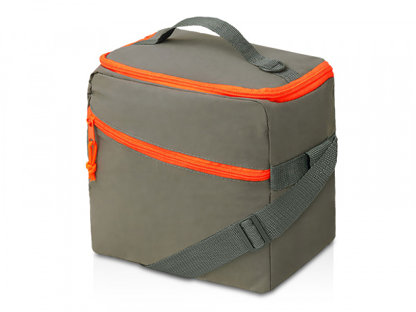 Изотермическая сумка-холодильник Neo Classic c контрастной молнией, серый/оранж + ремувка