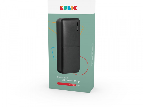 Внешний аккумулятор Kubic PB20Z Black, 20 000 мАч, Soft-touch, черный