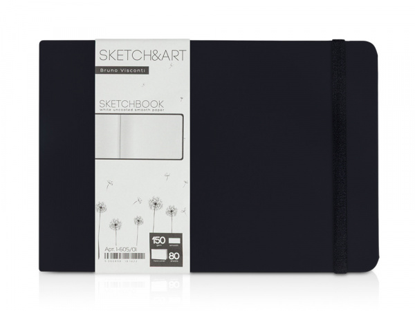 Скетчбук Sketch & Art в твердом переплете 213х146 мм, 80 л. белой бумаги 150 г/м2, черный
