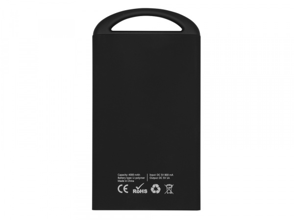 Портативное зарядное устройство Shine с зеркальной гравировкой, 4000 mAh, черный