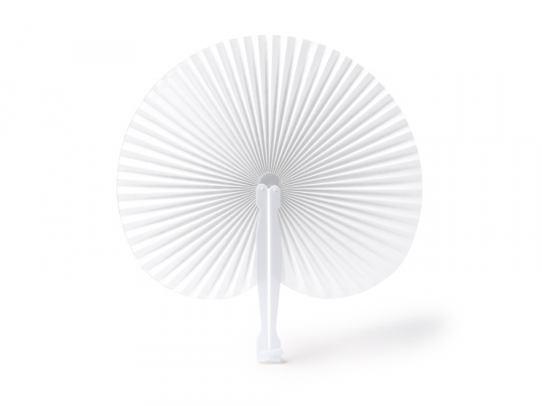 Складной круглый веер-пайпай с пластиковыми стержнями, белый