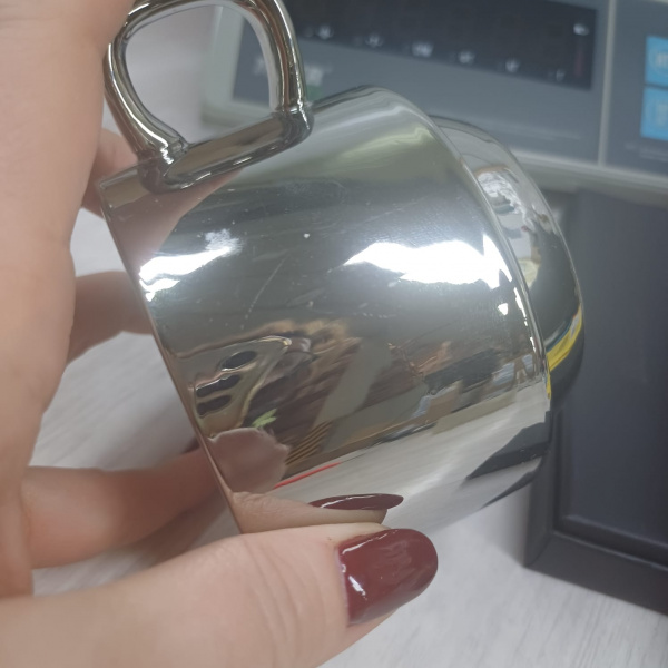 Серебряная чайная пара: чашка на 250 мл с блюдцем