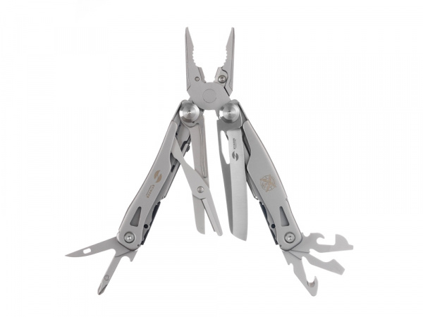 Мультитул Stinger, 106 мм, 15 функций, сталь, серебристый, в комплекте нейлоновый чехол
