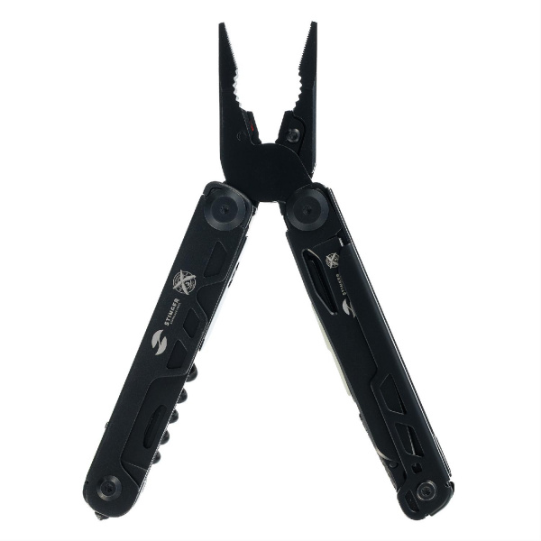 Мультитул Stinger, 113 х 19 мм, 19 функций, сталь, черный, в картонной коробке, в комплекте нейлоновый чехол