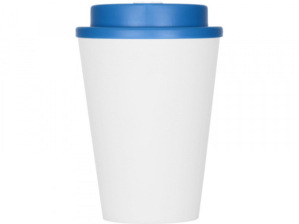 Пластиковый стакан Take away с двойными стенками и крышкой с силиконовым клапаном, 350 мл, белый/голубой