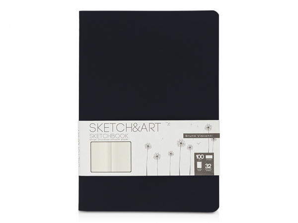 Скетчбук Sketch & Art в мягком переплете 147х210 мм, 32 л. бежевой бумаги 100 г/м2, черный