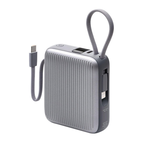 Внешний АКБ NRG Turbo Cable 10000 mAh, 22,5Вт, графит, Deppa