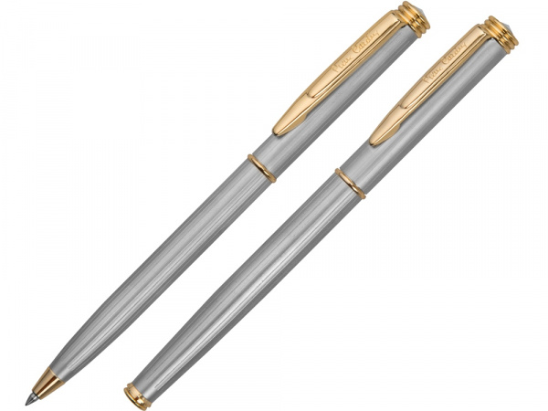 Набор Pierre Cardin коллекция ПАРА (PEN&PEN) : ручка шариковая + роллер. Корпус - латунь, отделка - глянцевое покрытие. Детали дизайна - позолота. Цвет - серебристо-бежевый. Упаковка Е.