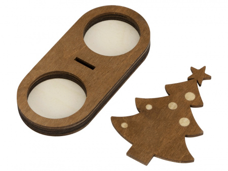 Подсвечник двойной деревянный  Елочка