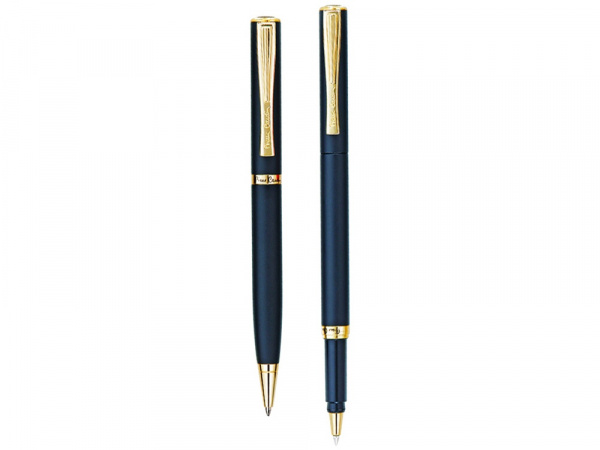 Набор Pierre Cardin коллекция ПАРА (PEN&PEN): ручка шариковая + роллер. Корпус - латунь. Отделка -стальное покрытие. Детали дизайна - позолота. Цвет - черный