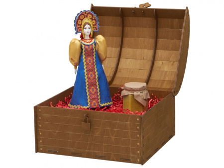 Подарочный набор: кукла фарфоровая, крем-мед, красный