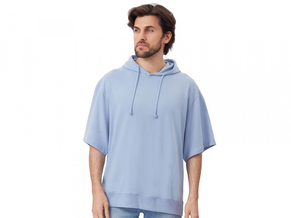 Худи оверсайз с коротким рукавом Warsaw унисекс, небесно-голубой