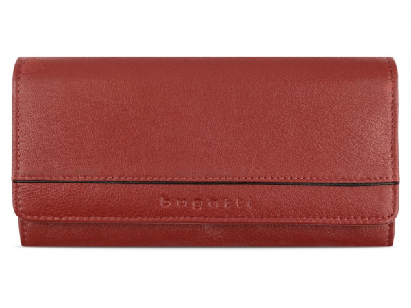 Кошелёк женский BUGATTI Banda, с защитой данных RFID, красный, кожа/полиэстер, 18,5х2,5х9,5 см