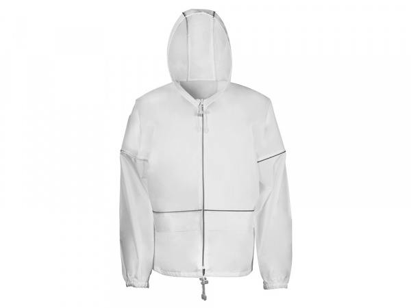 Короткий дождевик Tornado со светоотражающими элементами, белый