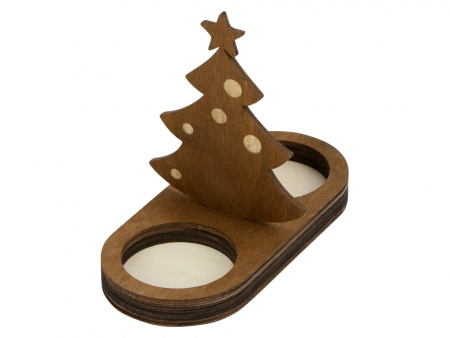 Подсвечник двойной деревянный  Елочка