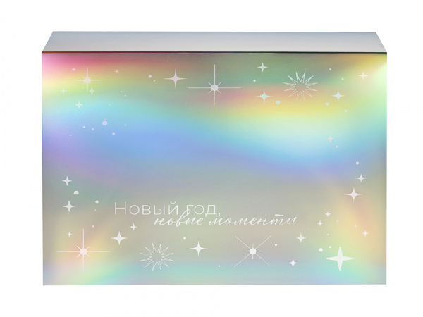Подарочная коробка с голографическим шубером Aurora, XL горизонтальный, вн. размер 300х235х105 мм.