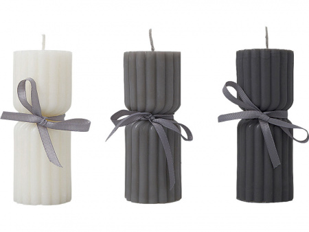 Набор свечей с гранями Vela, темно-серый, белый