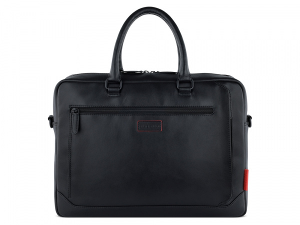 Портфель мужской BUGATTI Clark, чёрный, воловья кожа/полиэстер, 40х9,5х29 см, 10 л