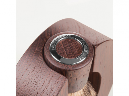 Бритвенный набор Mondial: станок, помазок, подставка; дерево Венге