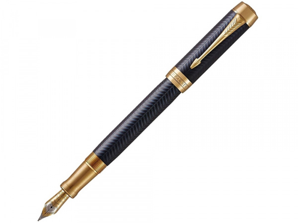Перьевая ручка Parker Duofold Prestige Centennial, Blue Chevron GT Foutain Pen Fine, перо: F, цвет чернил: black, в подарочной упаковке.