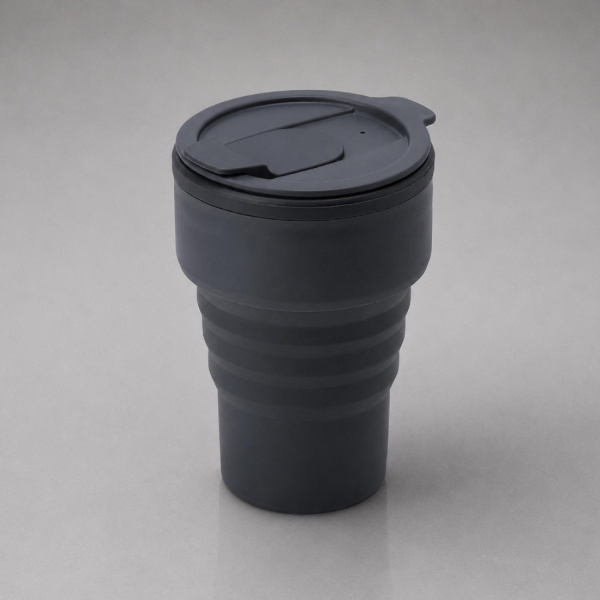 Силиконовый складной стакан GoCup, темно-серый