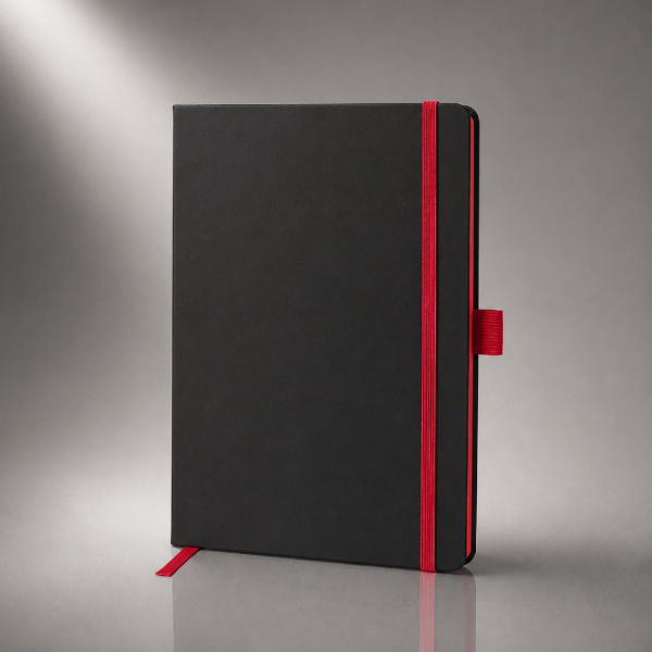 Блокнот ColorNote Black, твердая обложка A5, 80 листов, черный с красным