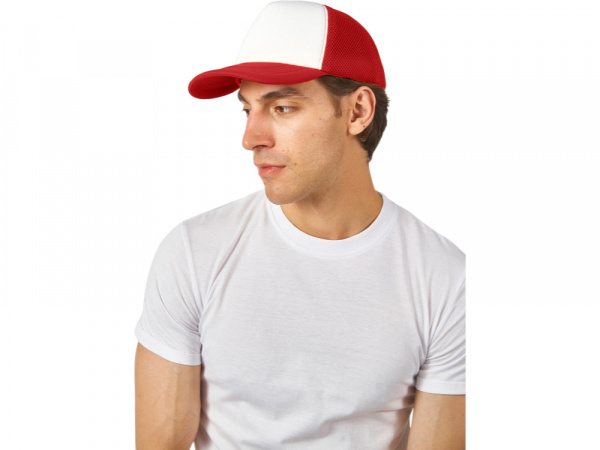 Бейсболка с сеткой Newport, белый/красный