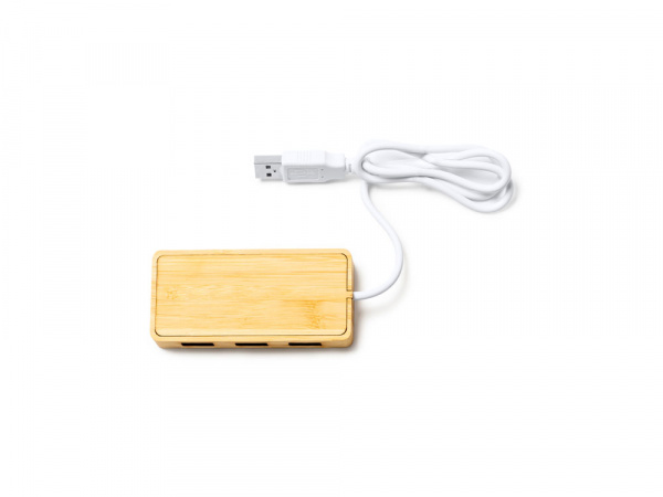 USB-хаб NEPTUNE, древесина/белый