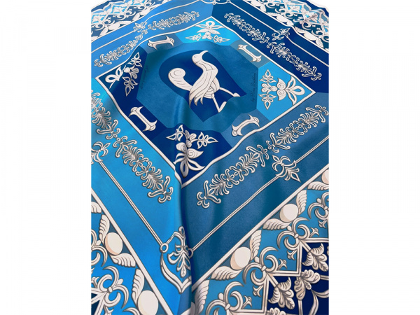 Платок Птица дивная, синий