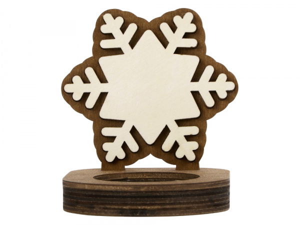 Подсвечник деревянный Снежинка