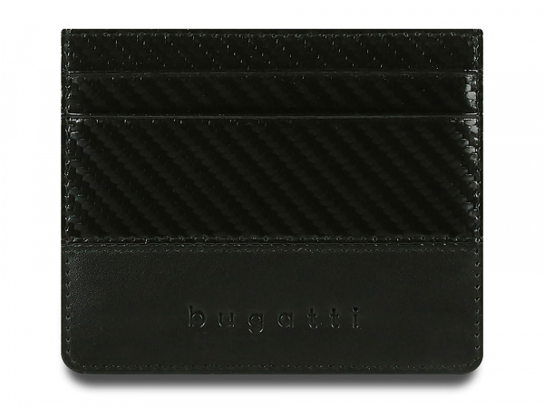 Портмоне для кредитных карт BUGATTI КОМЕТА | COMET, с защитой данных RFID, черное, натуральная воловья кожа, 10,2х0,2х8,2 см