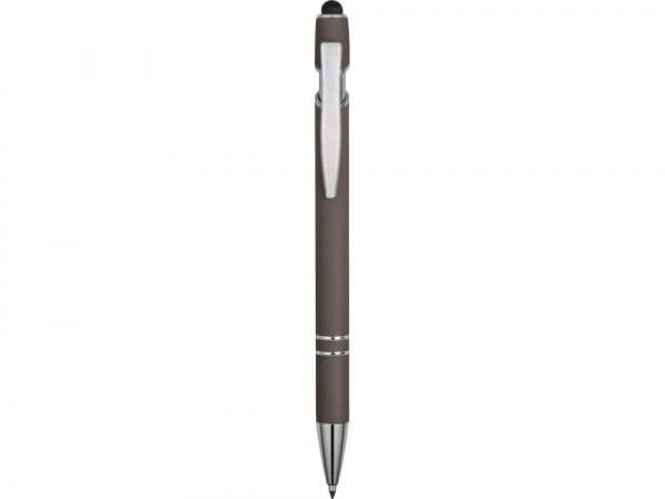 Ручка металлическая soft-touch шариковая со стилусом Sway, серый/серебристый (P)